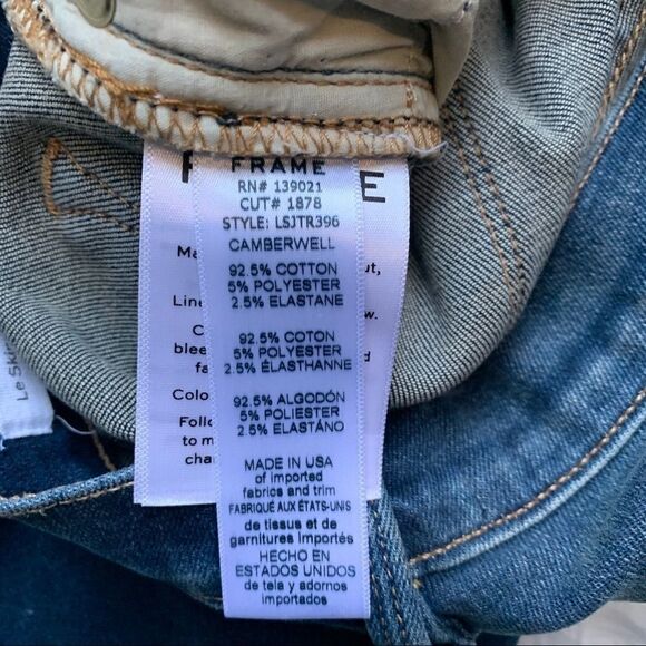 Frame Denim Le Skinny De Jeanne Frayed Triangle-Hem Jeans Size 25 - Picture 9 of 12